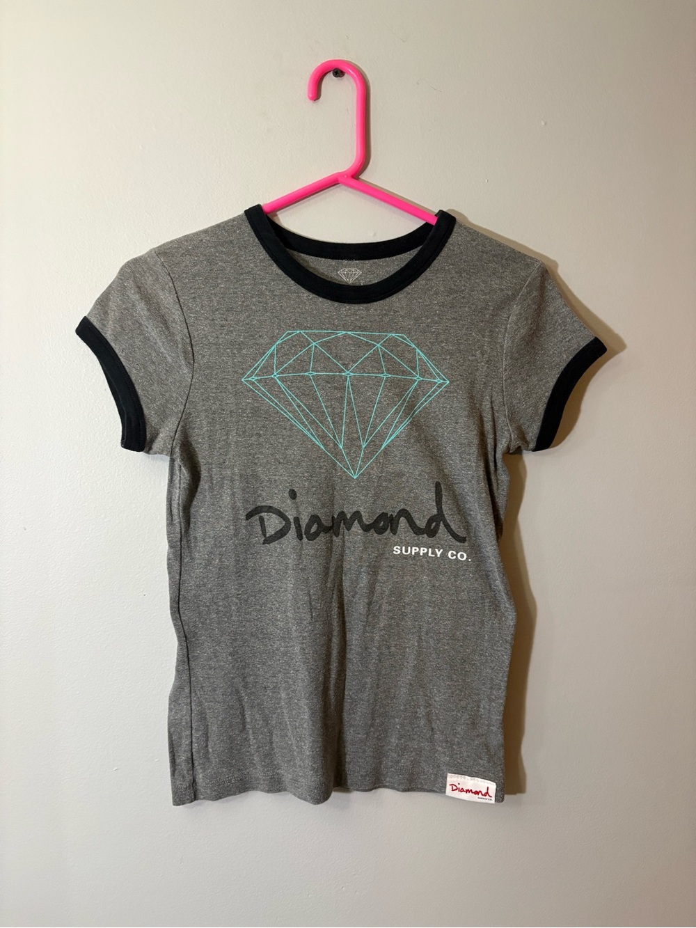 Diamond Supply Co. Grey Tee with Teal Diamond Outline